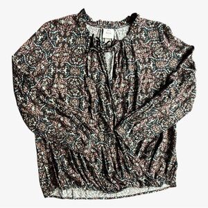 Knox Rose Black and Brown Floral Blouse